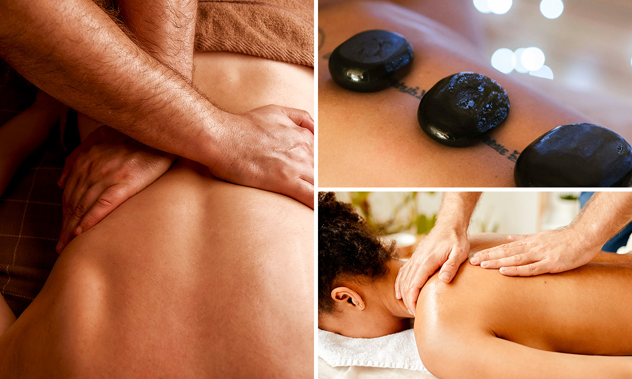 Ontspanningsmassage (50 min) of hotstonemassage (45 min)