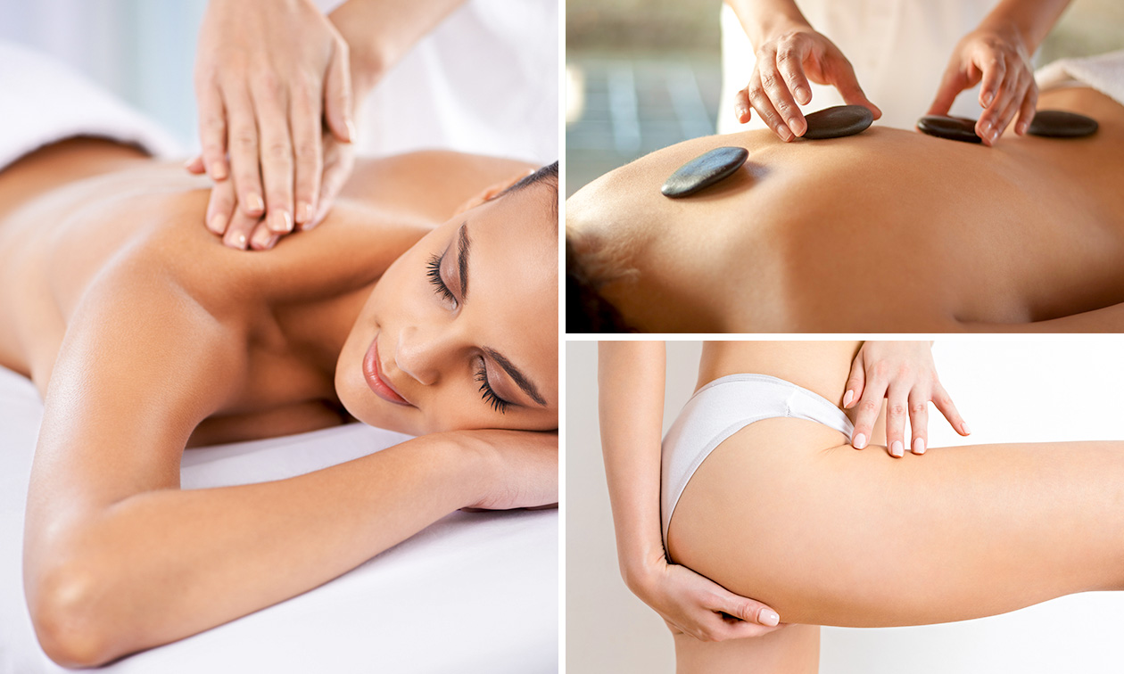 Hotstone- of ontspanningsmassage (60 min) of Inkless Stretch Mark Therapy-behandeling