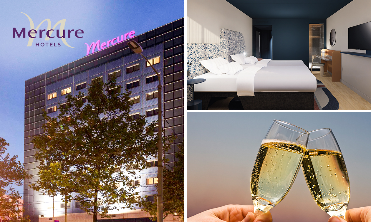Overnachting voor 2 + welkomstdrankje + ontbijt + late check-out bij Mercure Hotel Den Haag Central