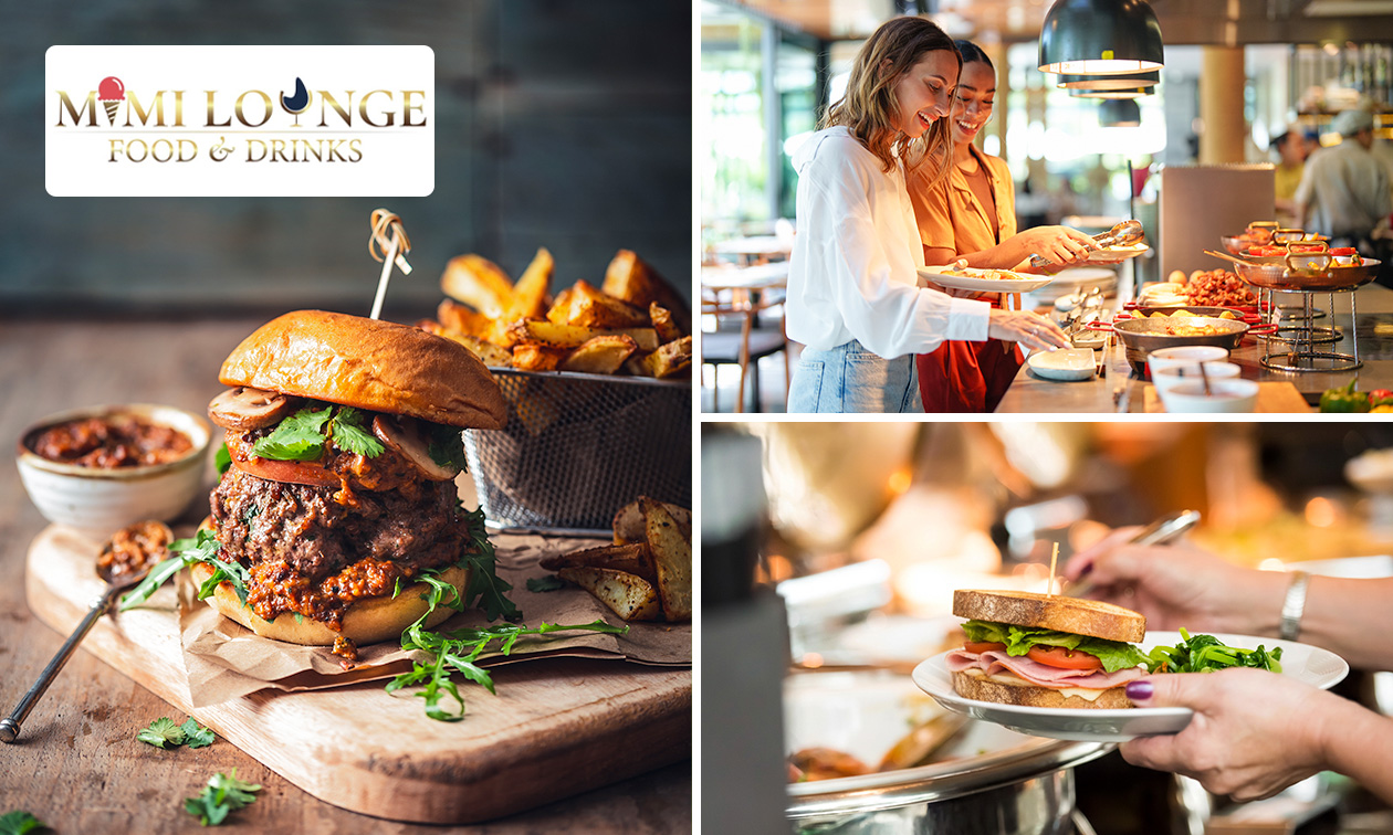 Ontbijt- of lunchbuffet + onbeperkt koffie en thee of taco, burger of wrap + drankje