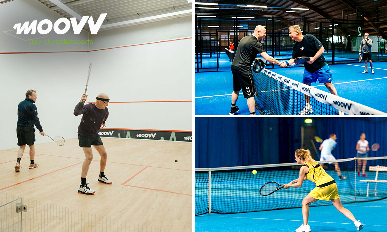 Padel, squash of tennis (2-4 pers.) + materiaal
