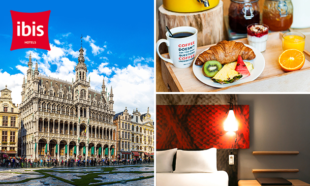 Luxe overnachting voor 2 + ontbijt + late check-out in Brussel