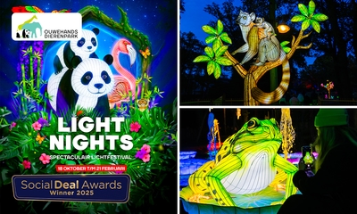 Entree Light Nights (2 pers.) of entree dierenpark + Light Nights (1 pers.) bij Ouwehands Dierenpark