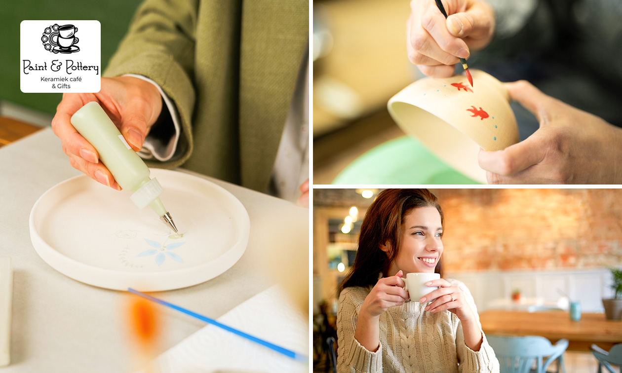 Keramiek schilderen + drankje (3 uur)