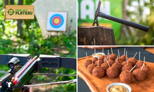 Kruisboogschieten en bijlwerpen + bittergarnituur