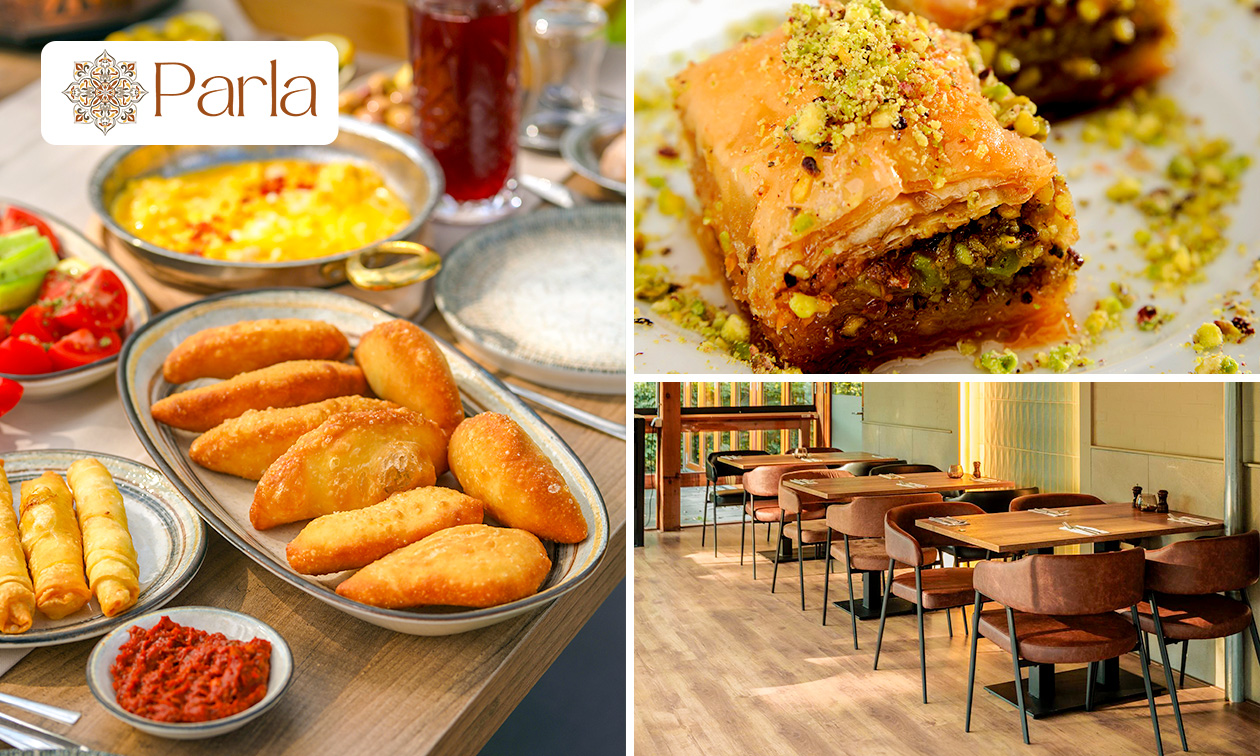 Traditioneel Turks ontbijt + Turkse koffie + baklava bij Parla Restaurant