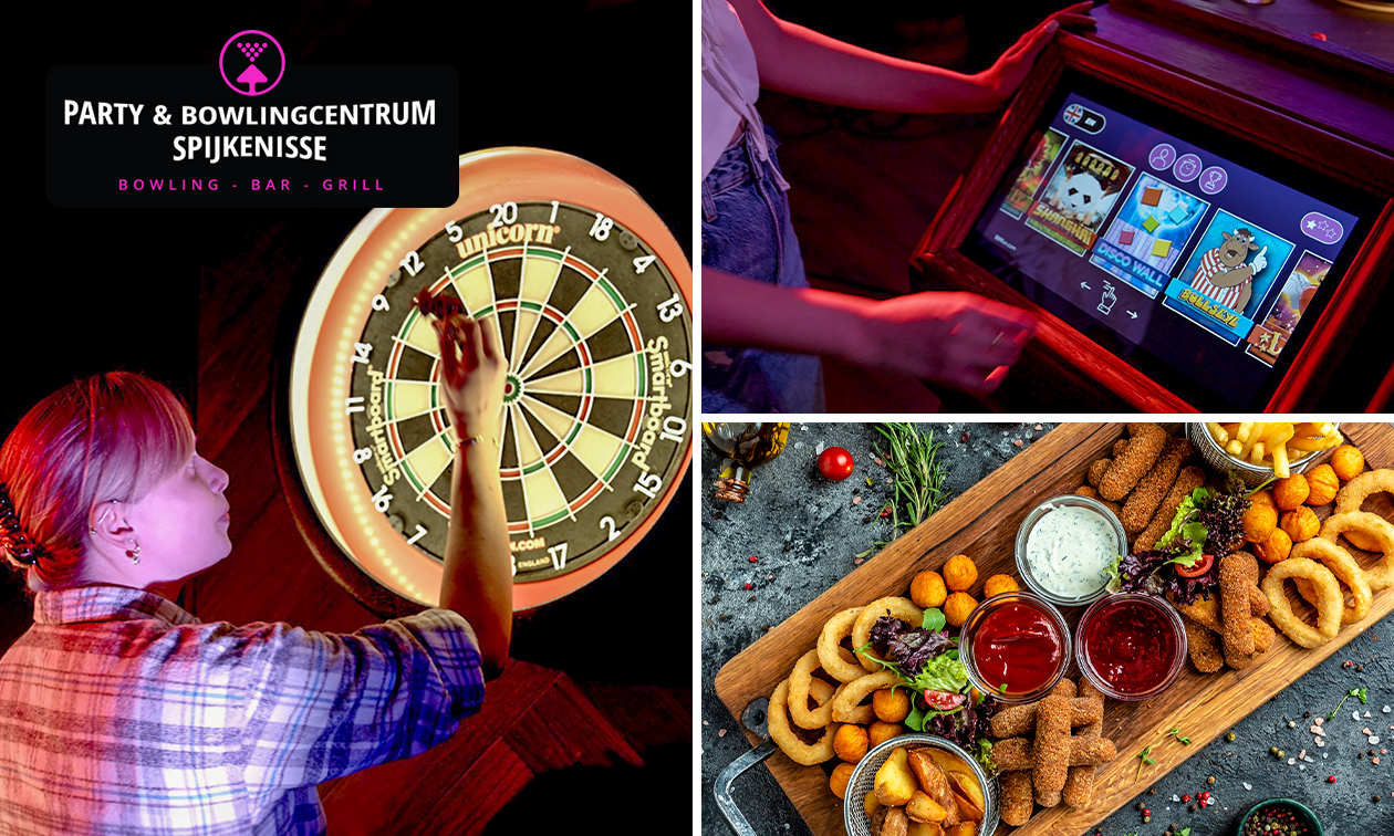 Interactive darts (60 min) voor 2 tot 8 personen + bittergarnituur (20 stuks)