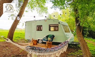 Overnachting voor 2 in een caravan incl. schoonmaak in de Vlaamse Ardennen