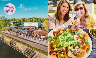 Fles wijn of Martini Bellini + nachoschotel voor 2 bij Plage Odette