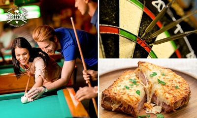 Poolen (1 of 1,5 uur) + evt. darten (1 uur) + tosti's of bier naar keuze + nootjes