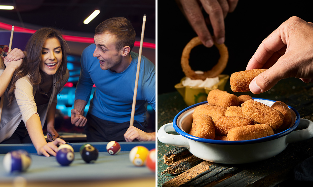 1 uur poolen + borrelmix bij Poolcafé The Bridge