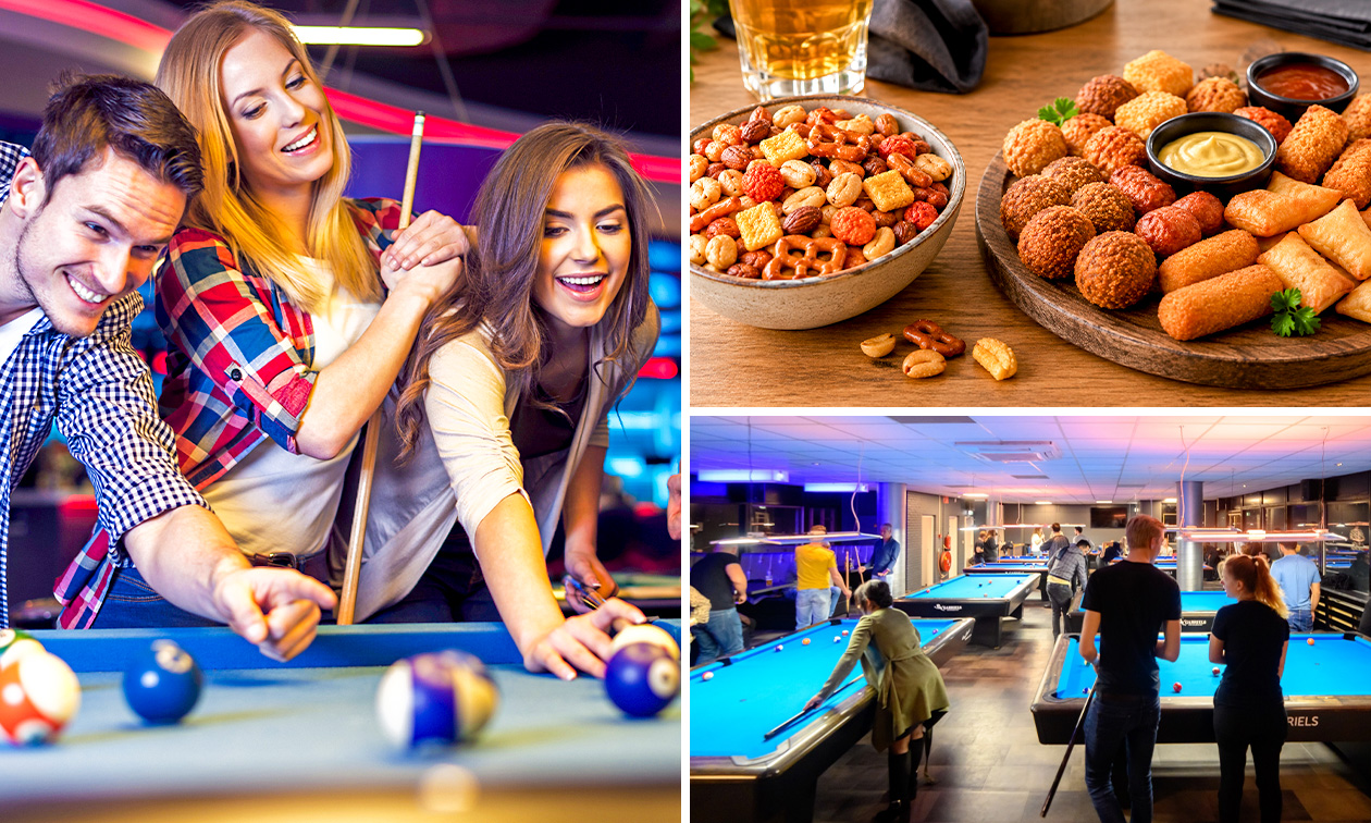 1 uur poolen + borrelmix bij Poolcafé The Bridge