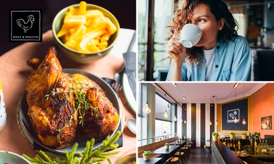 Lunchgerecht + warme drank bij Poule & Poulette