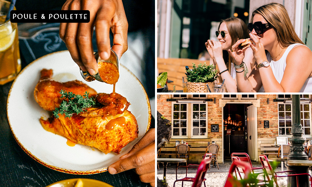 2-gangen keuzelunch of -diner + 1 bijgerecht bij Poule & Poulette in hartje Brugge