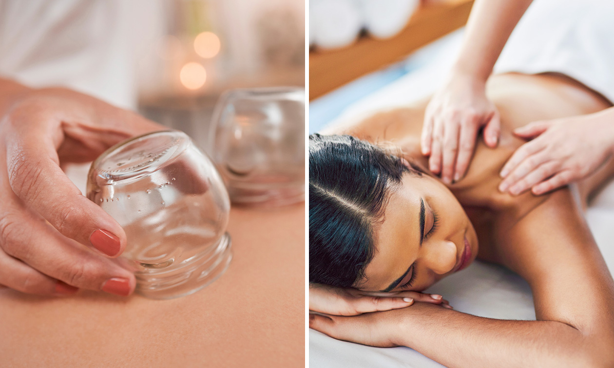 Ontspanningsmassage of transformational cupping (60 min)