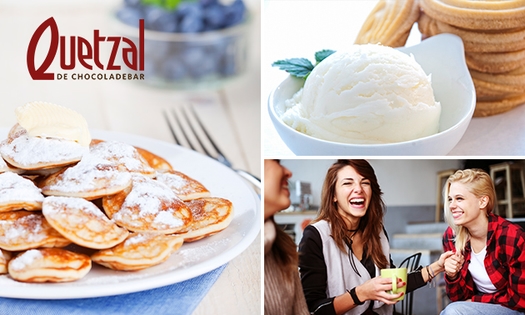 Poffertjes + ijs + slagroom + chocolade bij Quetzal