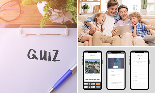 Familie-quiz via app – online delen en live score (1-6 pers.)