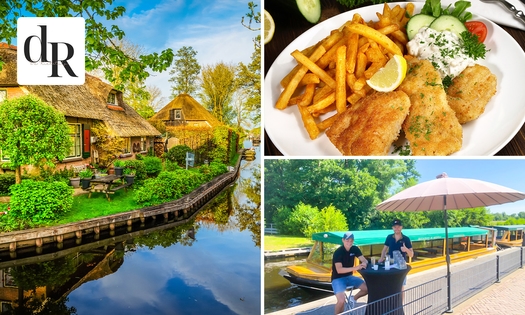 Rondvaart (2 uur) + 3-gangen keuzediner bij Restaurant De Rietstulp in Giethoorn
