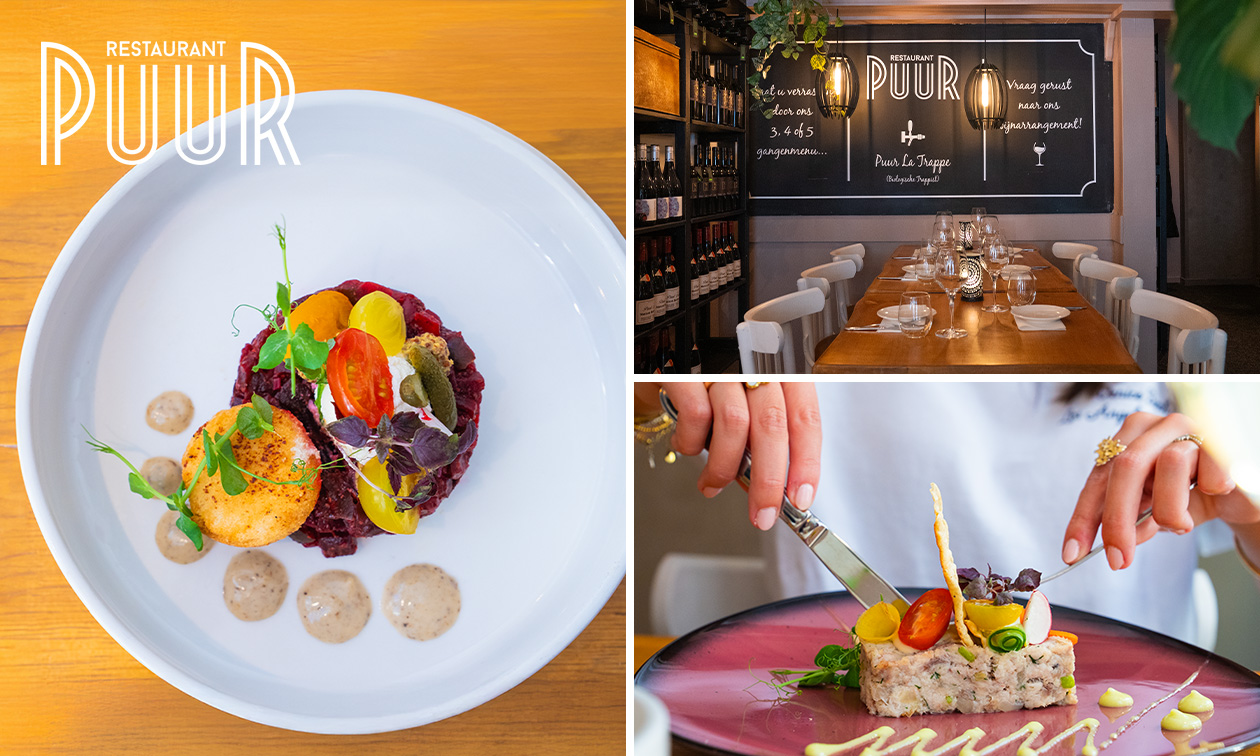 4- of 5-gangendiner van de chef + amuse + pré-dessert bij Restaurant Puur