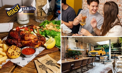 Halve kip + friet + koolsla + saus bij Roast Bar in hartje Haarlem
