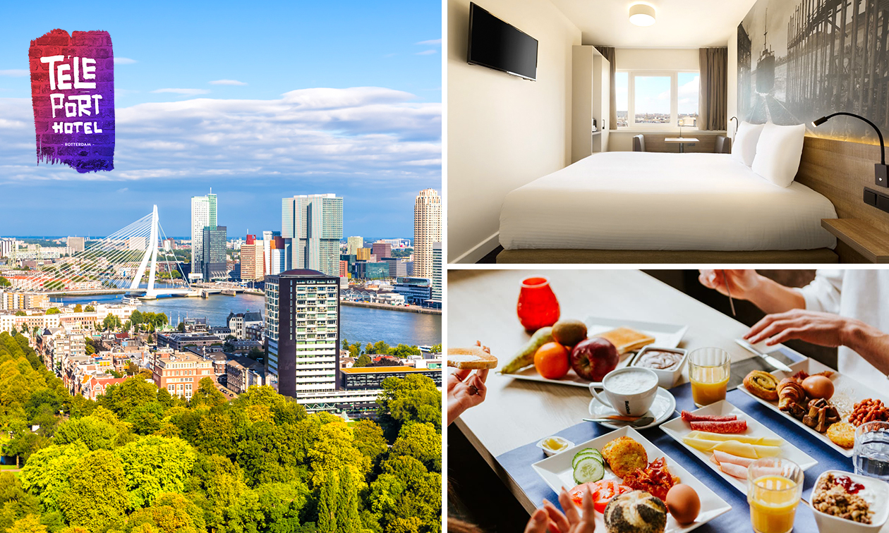 Overnachting voor 2 tot 8 bij Rotterdam Teleport Hotel