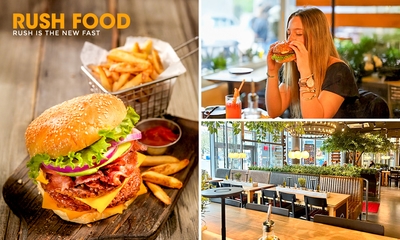 Burger + Pommes nach Wahl bei Rush Food in der Aachener Innenstadt