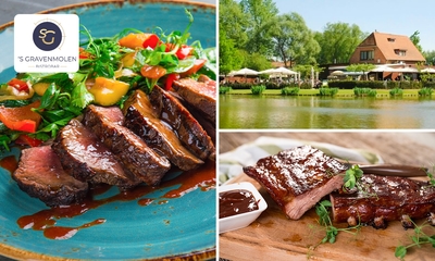 3-gangen keuzelunch of -diner of spareribs à volonté + dame blanche