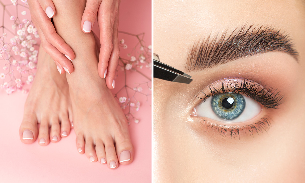 Pedicurebehandeling en/of wenkbrauwen epileren of harsen