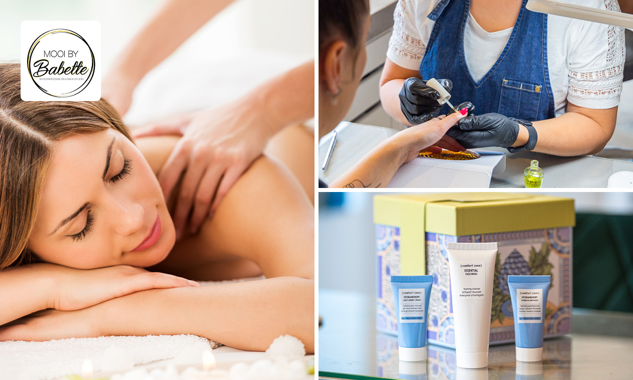 Massage (30 min) OF manicurebehandeling + gellak (45 min) OF gezichtsbehandeling (60 min)