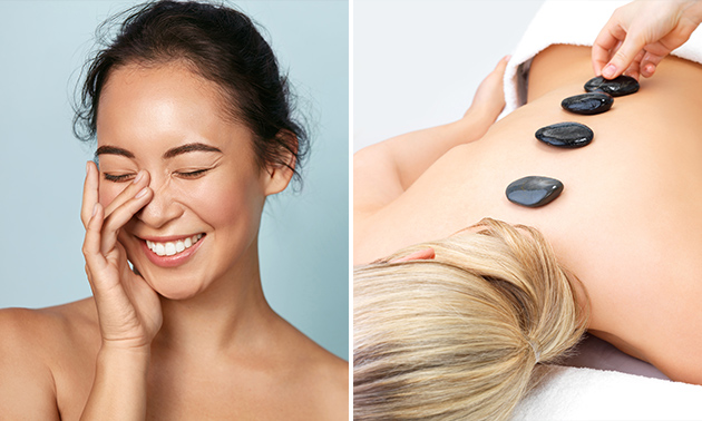 Massage aux pierres chaudes (60 min) et/ou soin du visage (75 min)