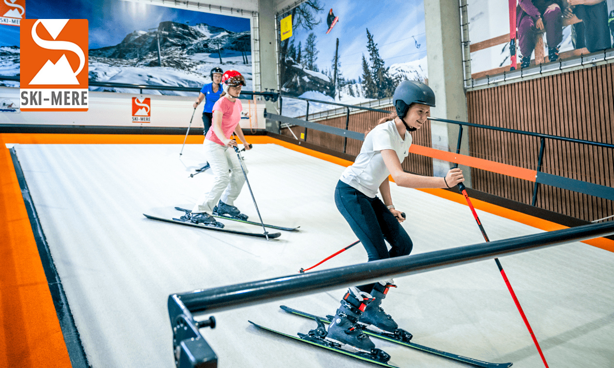 Ski- of snowboardles (60 min) + materiaal bij Ski-Mere