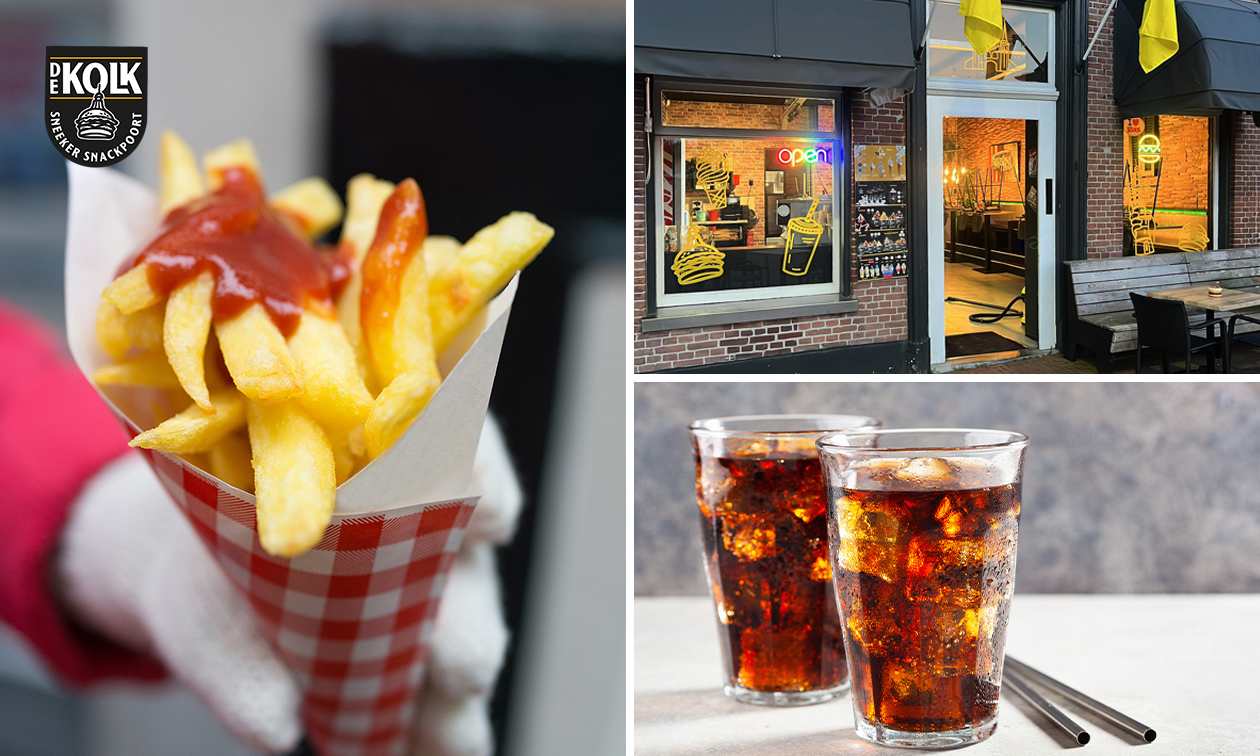 Friet met saus naar keuze en drankje