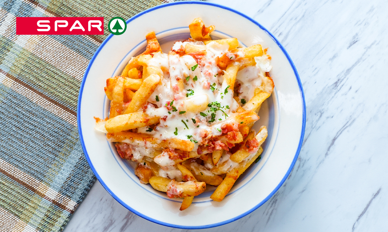 Loaded fries + smoothie