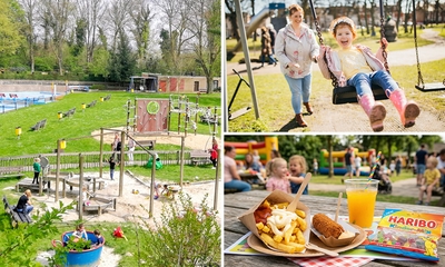 Friet met saus + snack + zakje snoep + ranja voor kind bij de speeltuin