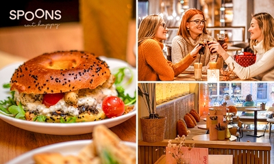 Bun + sla of frietjes + drankje naar keuze bij Spoons in hartje Leuven
