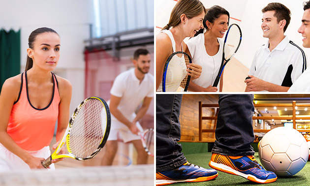 Indoor tennis, voetbal of squashen
