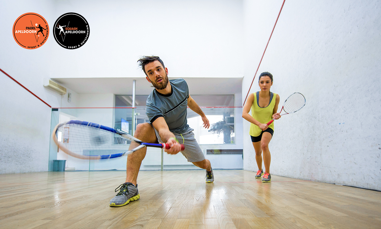 Huur squashbaan (45 min) of privéproefles squash voor 1 of 2 personen (45 min)
