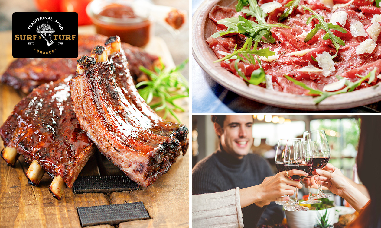 3-gangen keuzelunch of -diner bij Steakhouse Surf & Turf in hartje Brugge