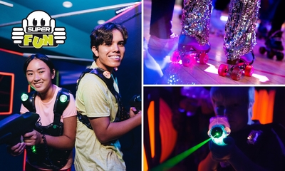 Lasergamen en rollerdisco bij Superfun