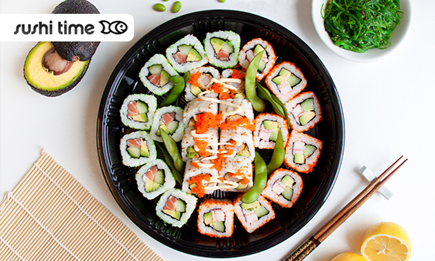 Afhalen: sushibox (16, 32 of 64 stuks) bij Sushi Time