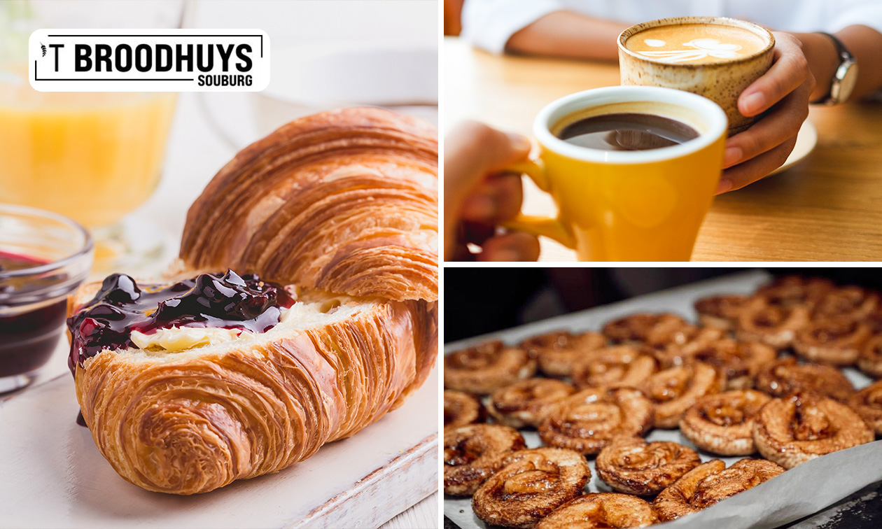 Koffie + bolus + croissant bij 't Broodhuys