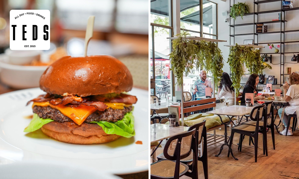 Burger naar keuze + friet bij Teds Rotterdam Lijnbaan