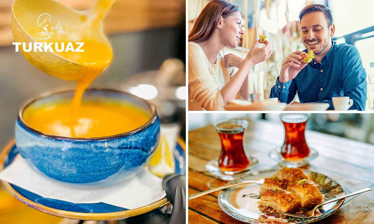 Frühstücksteller oder Cay-Teekanne für 2 Personen + Törtchen, Baklava oder Künefe