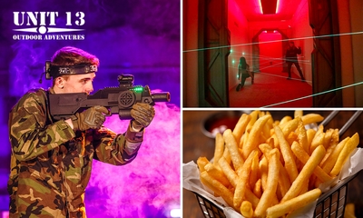 Lasergame (1 of 2 uur) evt. met Laser Maze (1 uur) + friet