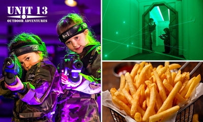 Lasergame (1 of 2 uur) evt. met Laser Maze (1 uur) + friet