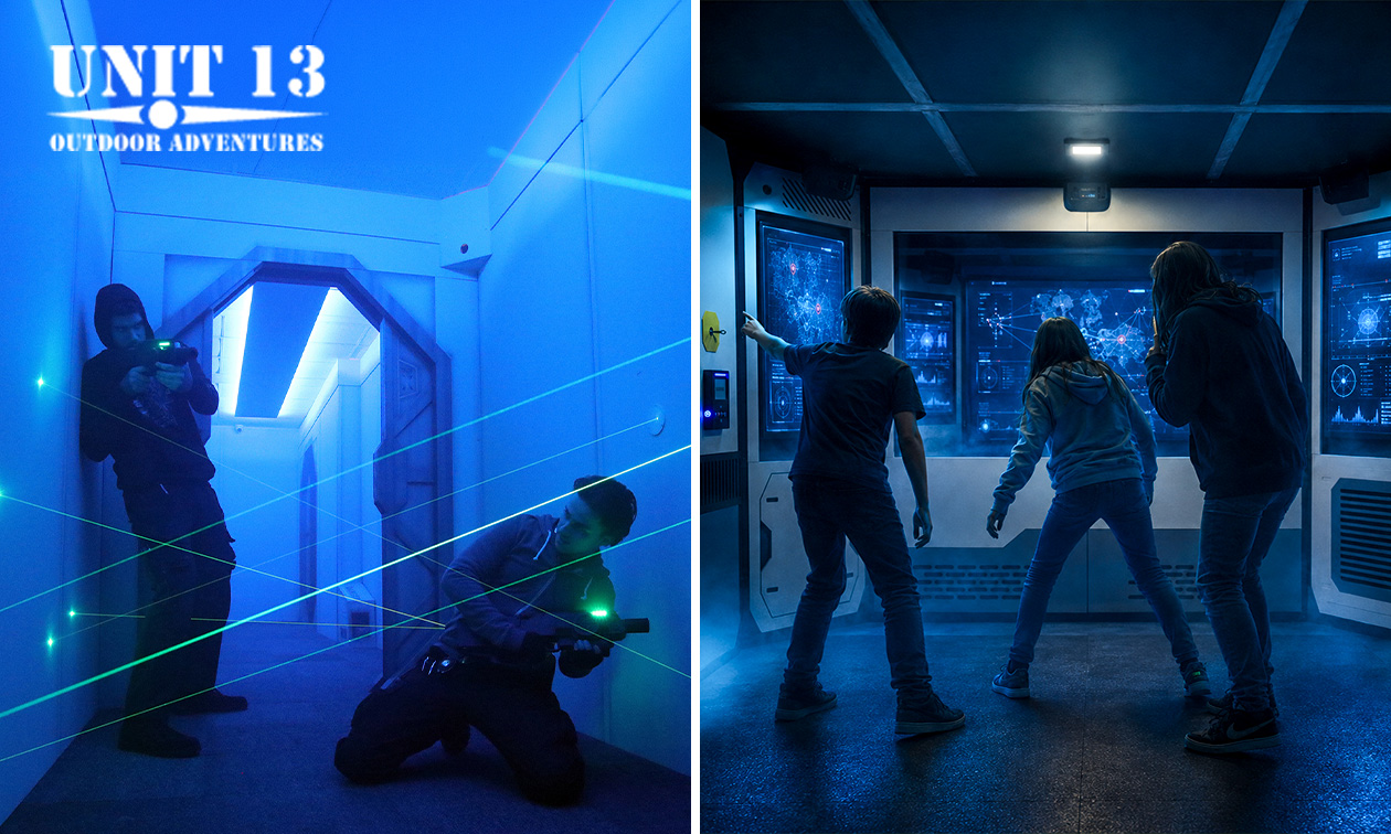 Laser Maze + X-Cube virtuele escaperoom + friet