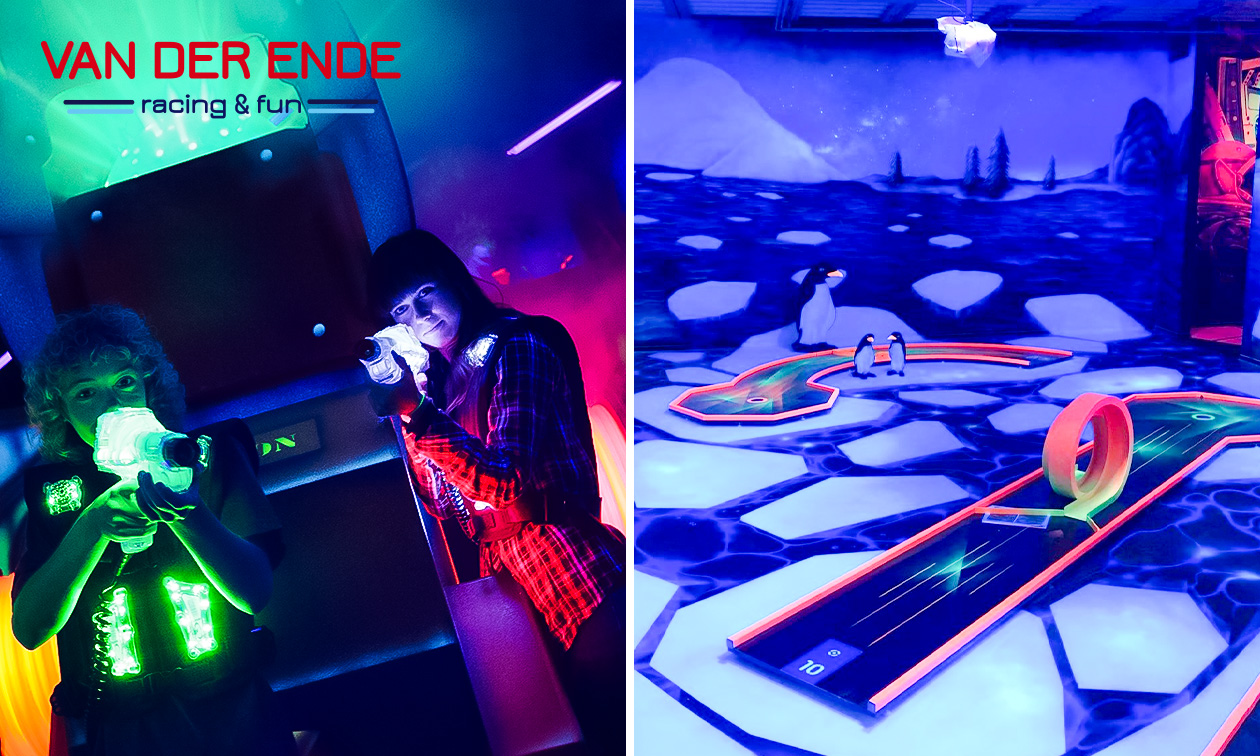 3D-glow-in-the-dark-minigolf en/of lasergamen