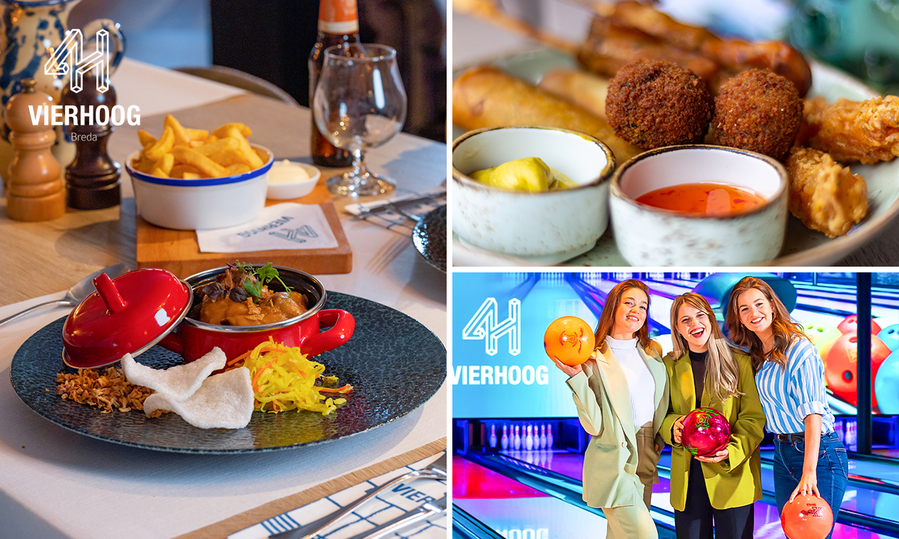 Bowlen (60 min) + satémenu of bitterballen bij Vier Hoog Breda