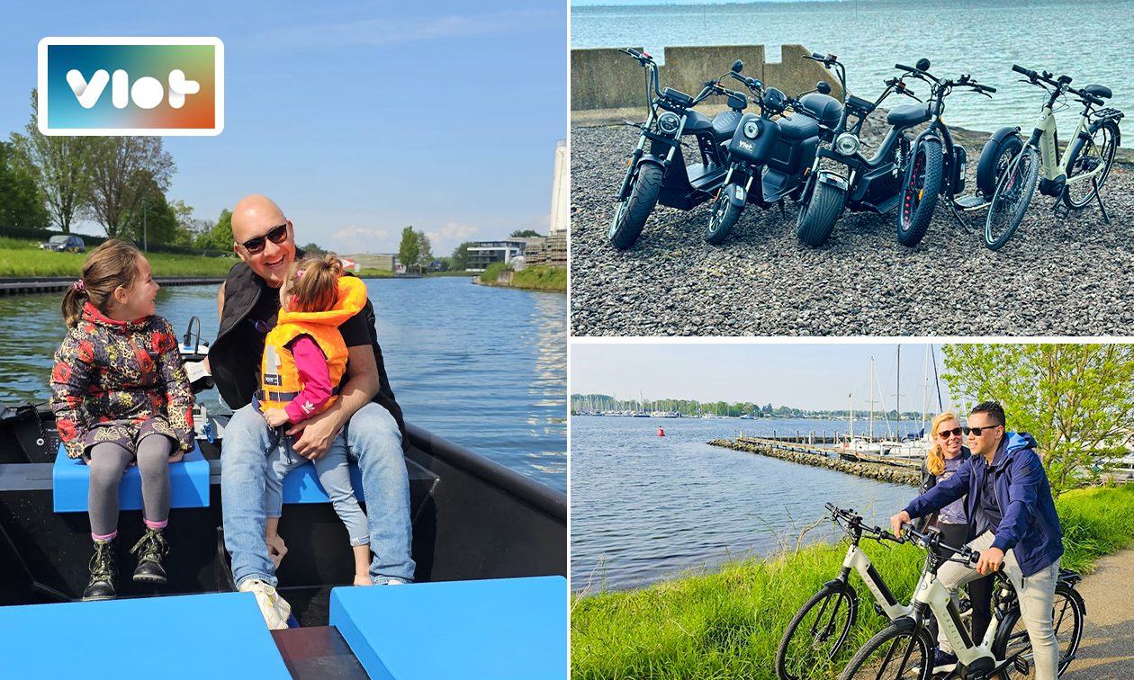 Huur e-boot, e-puch, e-bike of e-kickbike + evt. fles bubbels