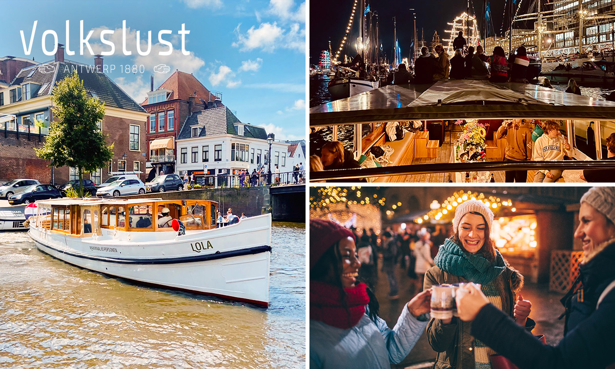 Kerstrondvaart (1,5 uur) met onbeperkt glühwein en bites bij Volkslust Salonboot Lola